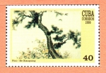 Stamps Cuba -  EXPOSICIÓN  FILATÉLICA  MUNDIAL  CHINA.  ÁRBOL  DE  PINO,  DE  HE  XIANGNING.