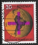 Stamps Germany -  Cruz en frente de un Globo Terraqueo