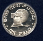 monedas del Mundo : America : Estados_Unidos :  KM-206a  UNITED  STATES  OF  AMERICA.  ONE  DOLLAR.  BELL  AND  MOON.    (Reverso)