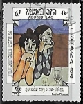 Stamps Laos -  2 Arlequines - Pablo Picasso
