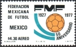Stamps Mexico -  50th  ANIVERSARIO  DE  LA  FEDERACIÓN  MEXICANA  DE  FÚTBOL.  EMBLEMA.