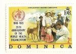 Stamps : America : Dominica :  Organizacion Mundial de la Salud. Vacuna contra la viruela.