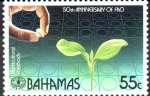 Stamps : America : Bahamas :  50th  ANIVERSARIO  DE  LA  FAO.  MÉTODOS  HORTÍCOLAS.