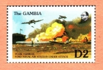 Stamps Africa - Gambia -  SEGUNDA  GUERRA  MUNDIAL  EN  EL  PACÍFICO.  ESTACIÓN  AÉREA  BAJO  ATAQUE  EN  PEARL  HARBOR.