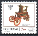 Sellos de Europa - Portugal -  HOMENAJE  AL  BOMBERO  PORTUGUÉS.  BOMBA  TIPO  PERRIER  1856.