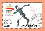 Stamps North Korea -  JUEGOS  OLÍMPICOS  BARCELONA  1992.  LANZAMIENTO  DE  PESO.