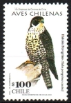 Stamps Chile -  AVES  CHILENAS.  HALCÓN  PEREGRINO.