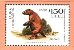 Stamps Chile -  ANIMALES  PREHISTÓRICOS.  MILODON.