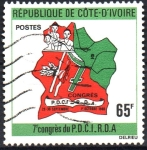 Stamps Ivory Coast -  7th  ANIVERSARIO  PDCI  Y  RDA  CONGRESO