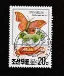 Stamps North Korea -  Anthereaea pernyi
