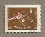 Stamps : Europe : Hungary :  Satélite Sputnik y cohete americano