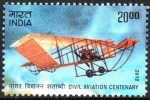 Sellos de Asia - India -  CENTENARIO  DE  LA  AVIACIÓN  CIVIL.