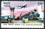 Stamps : Asia : India :  CENTENARIO  DE  LA  AVIACIÓN  CIVIL.  TERMINAL.