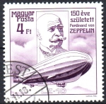 Stamps Hungary -  CONDE  FERNANDO  von  ZEPPELIN  (1838-1917)  DISEÑADOR  DE  DIRIGIBLES