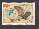 Stamps Cambodia -  Prototipo avión de Leonardo da Vinci