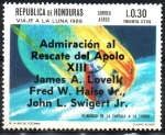 Stamps Honduras -  SOBREIMPRESIÓN.  RESCATE  DEL  APOLO  XIII.  REINGRESO  DE  LA  CÁPSULA  LUNAR  A  LA  TIERRA.