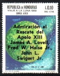 Stamps Honduras -  SOBREIMPRESIÓN.  RESCATE  DEL  APOLO  XIII.  CARA  DE  LA  LUNA.