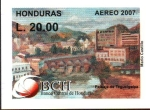 Sellos de America - Honduras -  50th  ANIVERSARIO  DEL  BANCO  CENTRAL  DE  HONDURAS.  VISTA  DE  TEGUCIGALPA, DE MARIO  CASTILLO.
