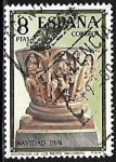 Stamps Spain -  Navidad 1974 -Adoración de los Reyes  Valcobero- 