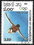 Stamps Laos -  Juegos Olímpicos Los Ángeles 1984 - Salto de Tampolin
