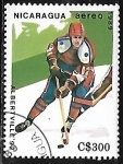 Stamps Nicaragua -  Juegos Olímpicos de Invierno Albertville 1992 - Jockey sobre hielo 