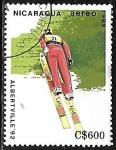 Stamps Nicaragua -  Juegos Olímpicos de Invierno Albertville 1992 - Saltos de Eski