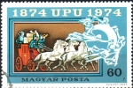 Stamps Hungary -  CENTENARIO  DE  LA  U. P. U.  AUTOMÓVIL  COCHE  DE  CORREO  TIRADO  POR  CABALLOS.