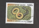 Stamps Cambodia -  Diadophis punctata