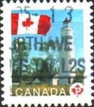 Stamps : America : Canada :  BANDERA  Y  FARO  PUNTO  CLARK.  ONTARIO.