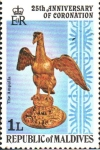 Stamps : Asia : Maldives :  25th  ANIVERSARIO  DE  CORONACIÓN.  LA  AMPOLLA.