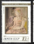Sellos de Europa - Rusia -  Fondo de Cultura Soviética. Retrato de la actriz Bazhenova (A. F. Sofronov, 1940)