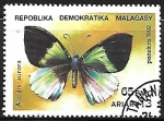 Sellos del Mundo : Africa : Madagascar : Mariposas - Alcides aurora)