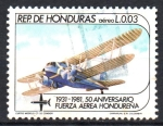 Sellos del Mundo : America : Honduras :  50th  ANIVERSARIO  DE  LA  FUERZA  AÉREA  HONDUREÑA.  CURTIS  CT-32  CÓNDOR.