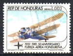 Sellos del Mundo : America : Honduras : 50th  ANIVERSARIO  DE  LA  FUERZA  AÉREA  HONDUREÑA.  CURTIS  CT-32  CÓNDOR.