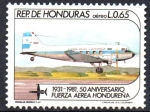 Stamps : America : Honduras :  50th  ANIVERSARIO  DE  LA  FUERZA  AÉREA  HONDUREÑA.  DOUGLAS  C 47.