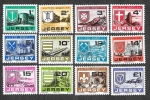 Stamps United Kingdom -  J21-J32 Escudos y Vista de las Parroquias de JERSEY