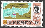 Stamps : Europe : United_Kingdom :  14 - Mapa del Canal de la Mancha (JERSEY)