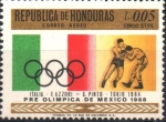 Stamps Honduras -  19th  JUEGOS  OLÍMPICOS  MÉXICO  1968.  AROS  OLÍMPICOS,  BANDERA  DE  ITALIA  Y  BOXEO.
