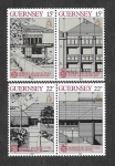 Stamps : Europe : United_Kingdom :  348-349a-350-351a - Arquitectura Moderna (GUERNSEY)