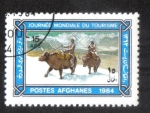 Stamps : Asia : Afghanistan :  Yak Riders in Snow (Bos grunniens)
