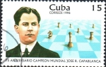 Sellos del Mundo : America : Cuba : 75th  ANIVERSARIO  CAMPEÓN  MUNDIAL.  JOSÉ  R.  CAPABLANCA.