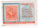 Stamps Chile -  Primer sello impreso en Chile