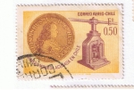 Stamps : America : Chile :  Primera Moneda Acuñada en Chile