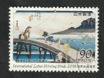 Stamps : Asia : Japan :  Semana internacional de la carta escrita. Pintura de Utagawa Hiroshige