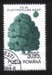 Stamps Romania -  árboles, Tilo de hoja grande (Tilia platyphyllos)