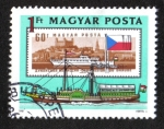 Stamps Hungary -  Comisión del Danubio, Paddlesteamer 