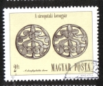 Stamps Hungary -  Arqueología, Adornos para el cabello disco de plata, Sárospatak