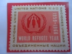 Stamps ONU -  Año Mundial de los Refugiados - Símbolo con la Gente. 1959-1960