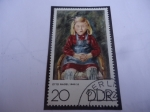 Stamps Germany -  DDR-Pintor:Otto Nagel (1894-19667) - Oleo:Retrato de una niña.