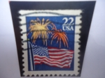 Stamps United States -  Bandera y Fuegos Artificiales - Serie: 1987/88.